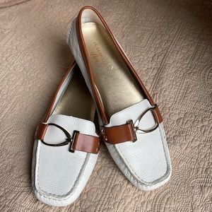 Anne Klein White and Brown Loafers